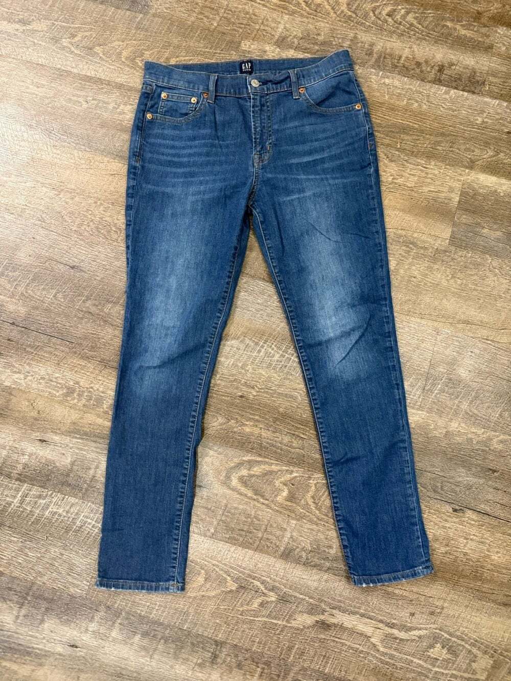 GAP 1969 Jeans Womens 27 Girlfriend Zip Ankle Medium Wash Blue 5-Pocket